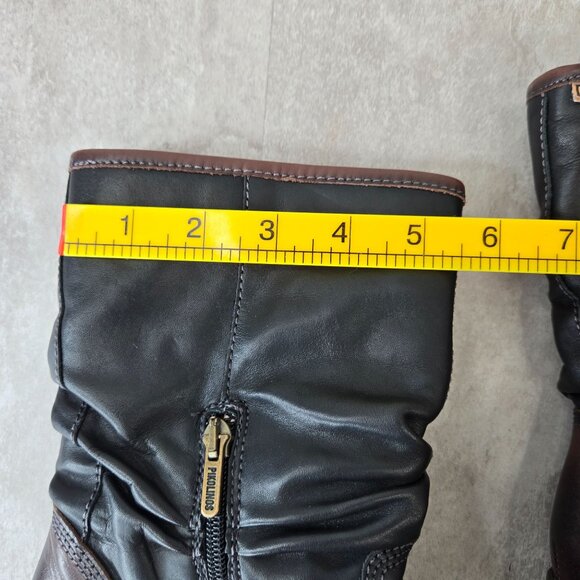 Pikolinos Moto Boots Womens 6.5-7 Black Leather Buckle Biker Block Heel Booties - Picture 13 of 14